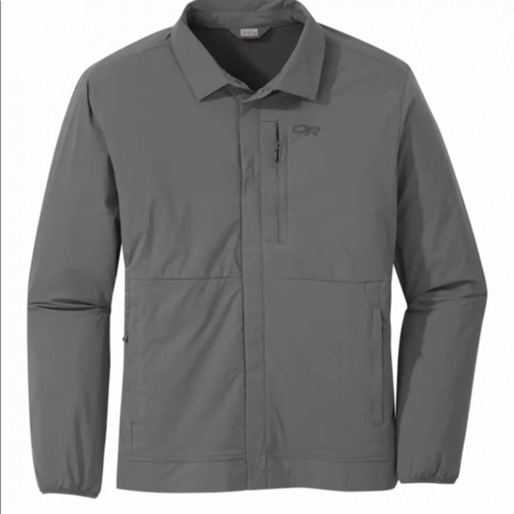 Outdoor Research Men’s Microlight Shirt Jacket Snap Button Lined Stretch Gray L
